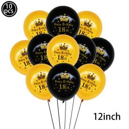 Balões de látex para festa de aniversário, 10pcs, 12 polegadas, preto, ouro, 18, 21, 30, 40, 50, 60 anos, presentes - Image 2