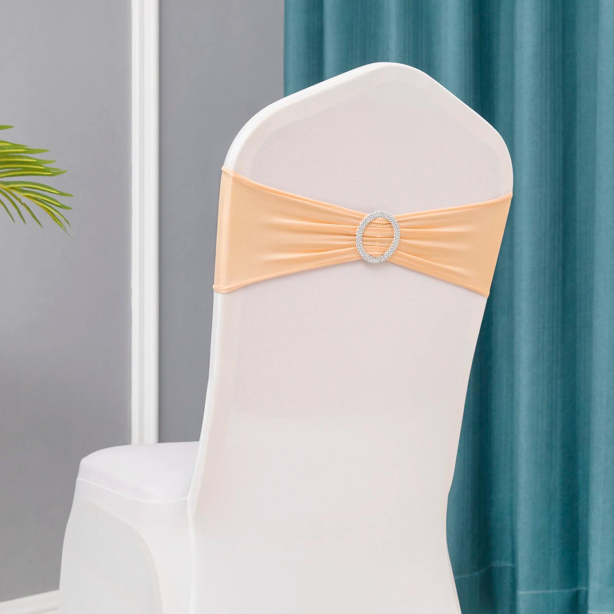 Capas para cadeira em lycra stretch com fivela deslizante para decorações de casamento atacado faixas para cadeira arco - Image 1