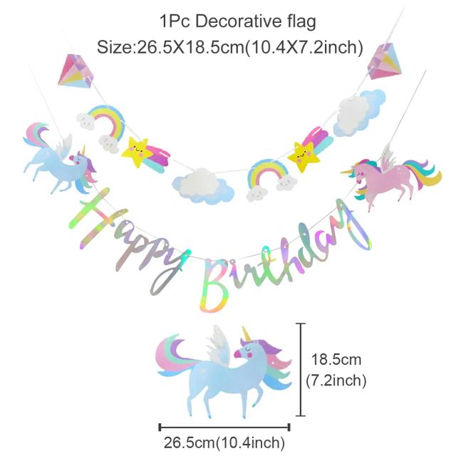 Conjunto Completo de Festa Infantil de Unicórnio: Utensílios Descartáveis, Balões e Decoração para Aniversário das Crianças