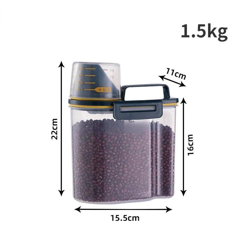 Tanque De Armazenamento De Plástico com Copo De Medição, Pet Supplies, Dog Cat Food Pail, à Prova de Umidade Jar Selado, Recipiente, Acessórios - Image 1