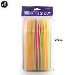 Canudos bebendo plásticos coloridos néon de 100 pces brilham em canudos bendy amigáveis descartáveis flexíveis uv do brilho fontes da festa de aniversário - Image 3