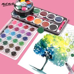 Conjunto de tinta aquarela lavável com pincel e paleta, não tóxico vibrante para crianças, adultos, iniciantes, artistas, 12, 28, 36 cores - Image 2