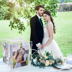 Caixa De Cartão De Casamento De Acrílico com Porta-retrato, Grande Envelope De Dinheiro Rotativo, Titular De Caixa De Cartão Para Graduação, Decoração De Festa De Aniversário - Image 6