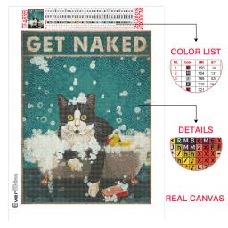 Evershine 5d pintura diamante completo gato animal bordado coelho no afastamento texto mosaico do banheiro ponto cruz decoração de casa - Image 4