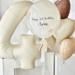 Balão personalizado do número do aniversário, grande, marrom, caramelo, creme, bege, coração, balão do nome para a decoração do aniversário - Image 6