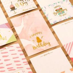 Cartão do feliz aniversário para crianças e adultos, cartões de convite, cartão de mensagem dobrado, presente do partido, estilo aleatório, 10pcs - Image 2