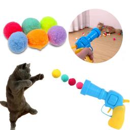 Brinquedos interativos de pelúcia para gatos, Gatinhos criativos, Jogos Mini Pompons, Lançamento interativo, Treinamento, Artigos para Brinquedos, Acessórios Pet - Image 1