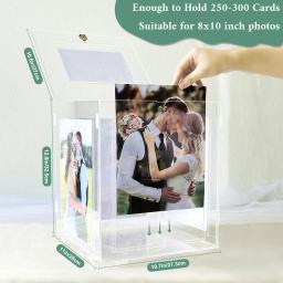 Caixa De Cartão De Casamento De Acrílico com Porta-retrato, Grande Envelope De Dinheiro Rotativo, Titular De Caixa De Cartão Para Graduação, Decoração De Festa De Aniversário - Image 2