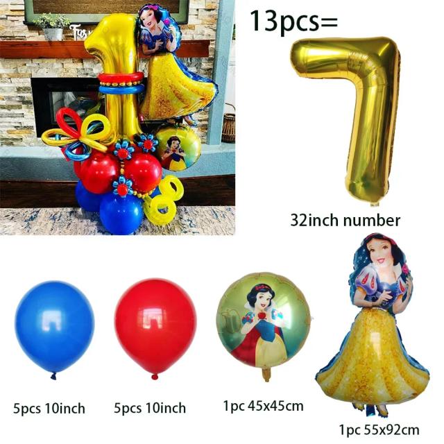 Balões de Hélio Brancos para Meninas - Decoração de Princesa para Festa de Aniversário, 32 Polegadas, Números Dourados, 13 Peças em Brinde