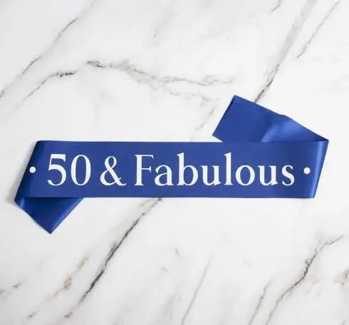 Faixa de Aniversário 50 e Fabulosa para Homens e Mulheres com Alça de Ombro - Decoração e Favor para Festa de Aniversário