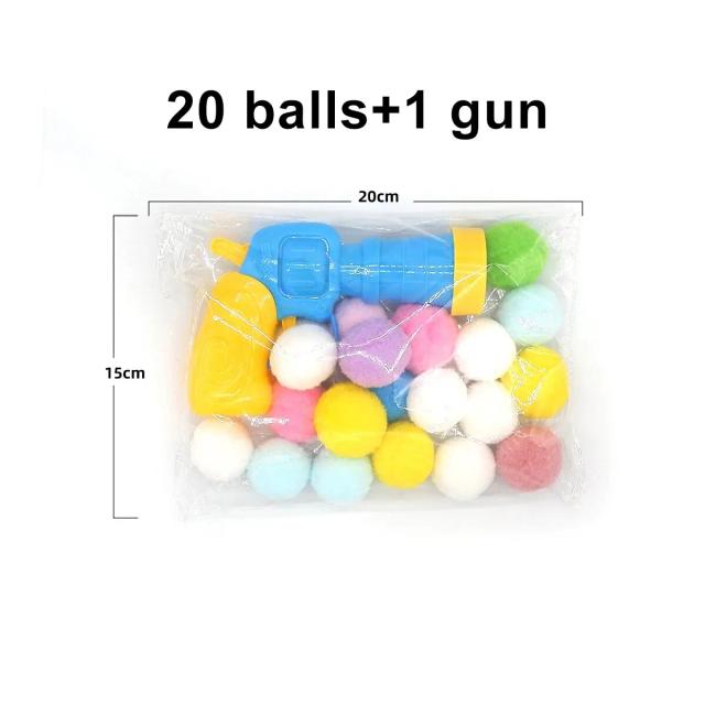 Plush Toy Gun com Lanzador Interativo Silencioso para Gatos - Conjunto de Mini Jogos de Tiro e Brinquedos Stretch Ball