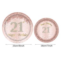 Conjunto De Louça Descartável Para Festa De Aniversário, Pratos, Copos, Guardanapos, Toalha De Mesa, Suprimentos De Decoração, 18, 30, 40, 50, 60T - Image 4