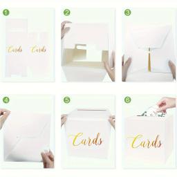 Caixa de cartão branco com folha de ouro, Jogo de votação, Caixa de presente especial do casamento, branco, 10 cartões para recepções - Image 6