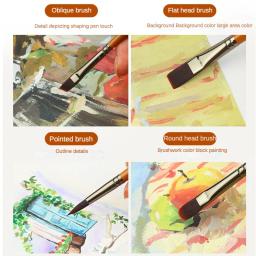 Conjunto de pincel de madeira para pintura aquarela, vinho tinto, cabelo de nylon, 4 tipos de ponto de caneta, caneta tinta a óleo opcional, arte suprimentos, 6 partes - Image 6