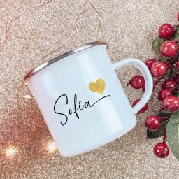 Caneca personalizada com coração com nome, Canecas de café personalizadas, Aniversário Casal Copos, Casamento, Natal, Presentes de Valentim para Ela, Ele - Image 6