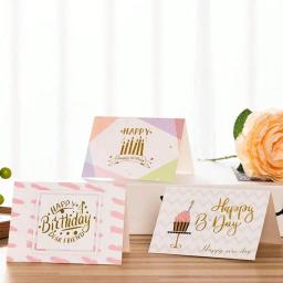 Cartão do feliz aniversário para crianças e adultos, cartões de convite, cartão de mensagem dobrado, presente do partido, estilo aleatório, 10pcs - Image 3