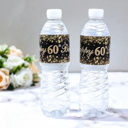 Preto e Ouro Garrafa De Aniversário Adesivos, Decoração De Festa Suprimentos, Decoração De Mesa, 18 21 30 40 50 60 - Image 3