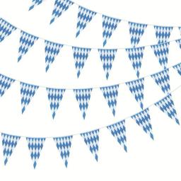 Oktoberfest Bunting Banner Decoração, Bandeira de Verificação Bávara, Banner de Boas Vindas para Festa Temática Alemã, Decoração Guirlanda, 10m - Image 5