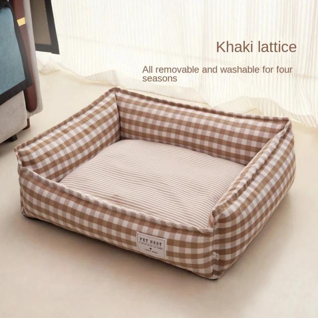 Almofada impermeável quadrada destacável para cães e gatos, confortável ninho para pets pequenos e médios, ideal para a sua casa
