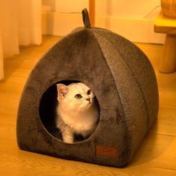 Confortável cama dobrável de pelúcia, sofá macio para cães pequenos e médios, casa de gatos, almofada para dormir para cachorros, ninho quente para inverno - Image 4