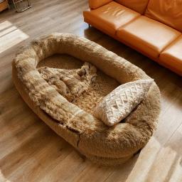 Cama longa para cachorro grande, Ninho de estimação popular, Cama elíptica adulta para uma pessoa, Sofá humano, 185x120x3 0cm - Image 1