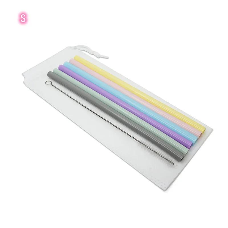 Conjunto de canudos de silicone reutilizáveis, extra longos, flexíveis canudos com escovas de limpeza para bar e festa, 6 peças por conjunto - Image 1