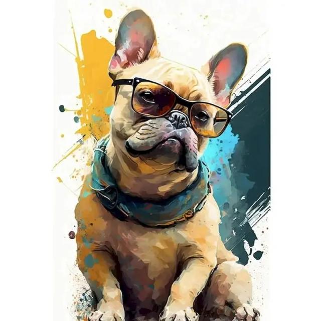 Kits de Pintura por Número para Adultos - Decore com Cães e Animais em Tela com Moldura usando Tinta Acrílica