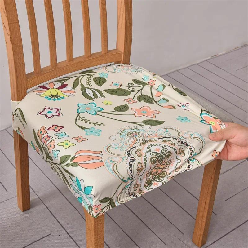 1pc estiramento capa de cadeira de jantar estilo boêmio impresso capas de assento de cadeira removível estofado capas de almofada decoração de casa - Image 1