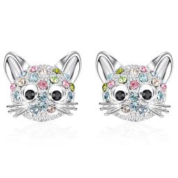 Moda colorido unicórnio gato coração arco-íris parafuso prisioneiro brincos para mulher gilrs colorido zircon brincos jóias accessoriesngs - Image 2