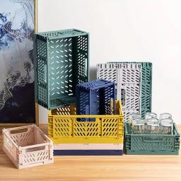 1 pçs plástico dobrável caixa de armazenamento cesta dobrável portátil empilhável maquiagem jóias brinquedos caixas para caixa de armazenamento organizador - Image 2