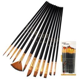 Nylon Cabelo Aquarela Escova 12 Pçs/Kit Pincéis De Pintura Para Acrílico Guache Oil Desenho Art Supplies - Image 2
