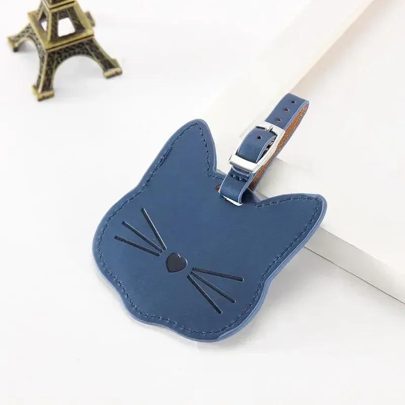 Bagagem Portátil Tags com Gato Animal Bonito, PU ID Mala, Titular do endereço, Etiqueta de Alta Qualidade, Bagagem Boarding Tag, Acessórios de Viagem - Image 1