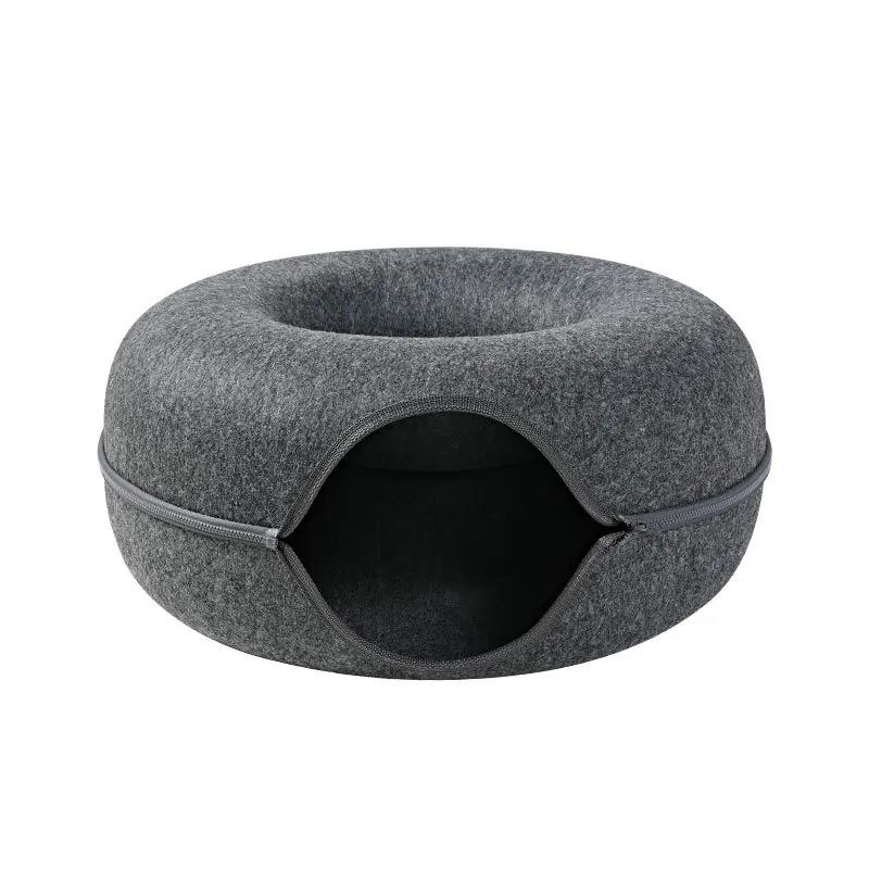 Dupla Utilização Túnel Jogo Interativo Brinquedo, Donut Cat Bed, Indoor Kitten Equipamentos Esportivos, Cat House, Pet Training House - Image 1