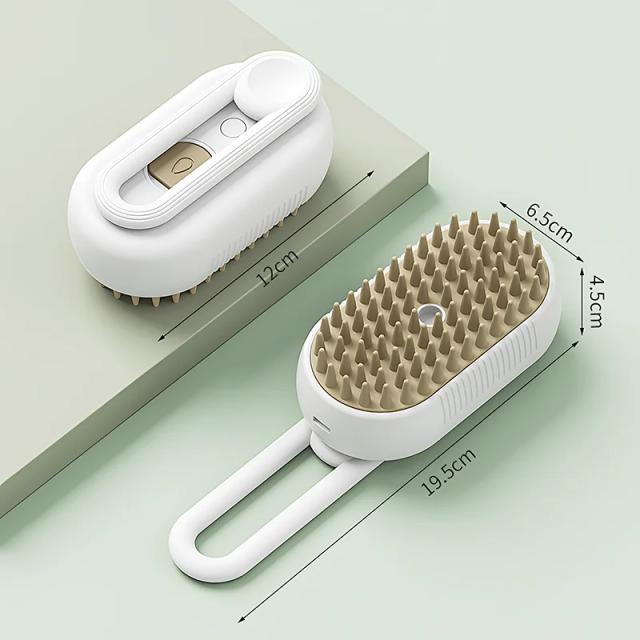 Escova a Vapor 3 em 1 para Cães e Gatos: Grooming Completo com Vaporizador, Massagem e Depilação