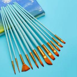 Nylon Cabelo Aquarela Escova 12 Pçs/Kit Pincéis De Pintura Para Acrílico Guache Oil Desenho Art Supplies - Image 6