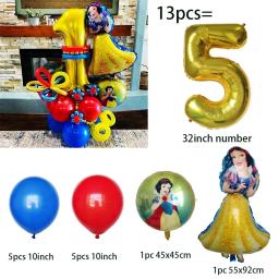 Neve balões de hélio branco para meninas, decoração princesa, festa de aniversário, 32 polegadas, número ouro, brinquedos para crianças, 13pcs - Image 6