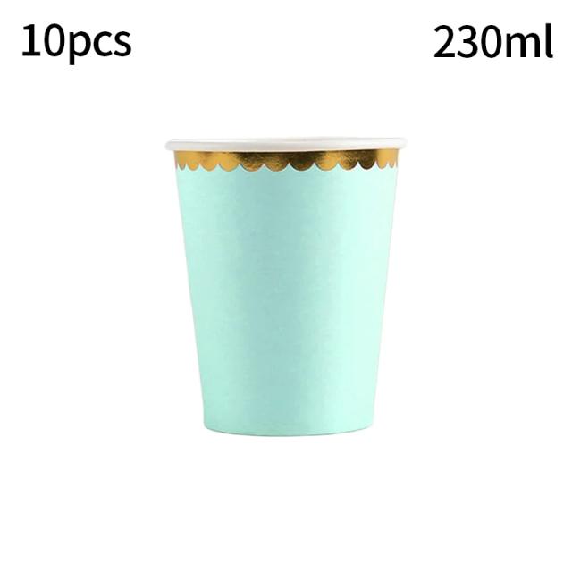 Kit Colorido de Placas e Copos de Papel para Festas: Acessórios Completos para Casamentos e Aniversários - 10 Peças