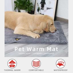 Cama de flanela para animais de estimação, tapete de inverno quente, suprimentos térmicos, almofadas impermeáveis para cães e gatos idosos - Image 3