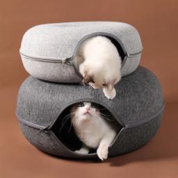 Dupla Utilização Túnel Jogo Interativo Brinquedo, Donut Cat Bed, Indoor Kitten Equipamentos Esportivos, Cat House, Pet Training House - Image 3