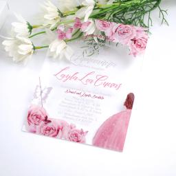 Acrílico personalizado claro convidar cartões, personalizado Quinceanera festa estética cartões de convite de aniversário, doce 15, 10pcs - Image 5