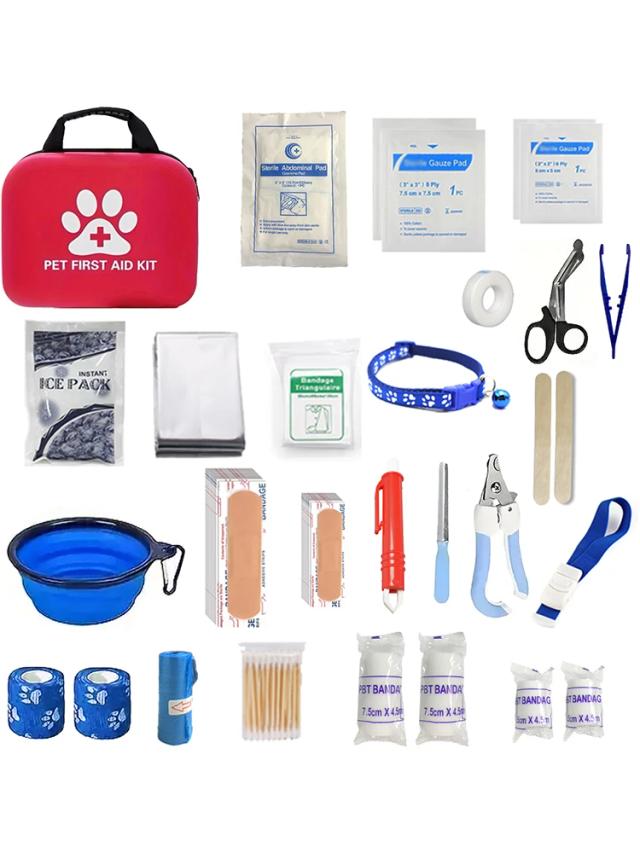 Kit de Primeiros Socorros para Cães e Gatos: Suprimentos de Emergência para Viagens, Camping e Aventuras ao Ar Livre