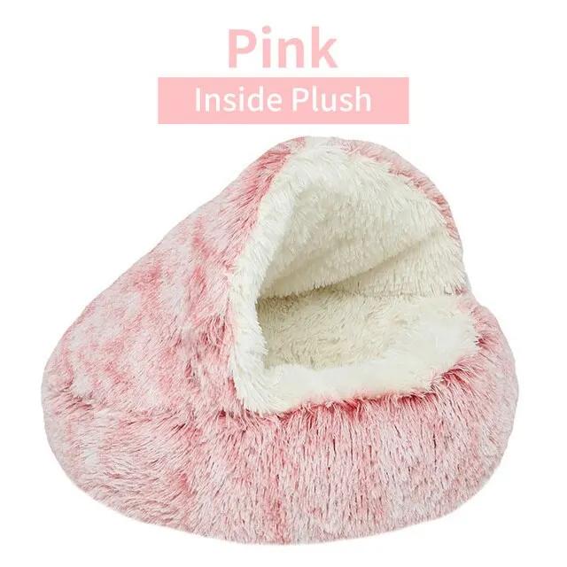 Soft Plush Pet Bed com tampa redonda Cat Bed Pet Colchão Quente Cat Dog 2 em 1 Sleeping Nest Cave para cães pequenos - Image 1