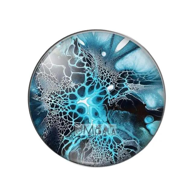 Impressão de Arte Giclée com Cabochão de Vidro – Pintura Acrílica Original em Formato Redondo de 12mm, 20mm e 25mm