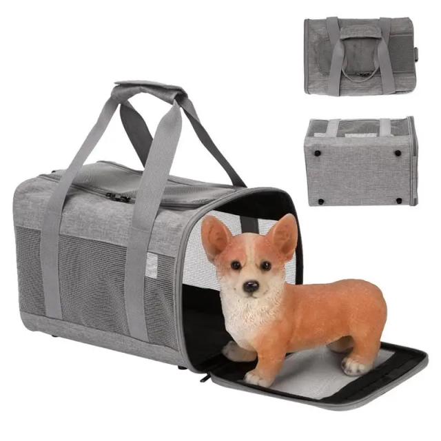 Bolsa de Transporte Respirável para Gatos e Cães até 7kg, Dobrável e com Carga-Rolamento para Viagens e Caminhadas ao Ar Livre