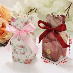 10/20/30 pçs fishtail vaso caixa de doces floral casamento dia favor caixa de presente sacos de embalagem do bebê com fita festa de aniversário decoração - Image 3