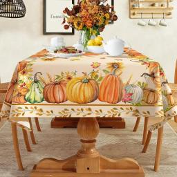 Pumpkin Pattern Retangular Toalha De Mesa, Decoração De Casa, Dia De Ação De Graças, Mesa De Festa, Ao Ar Livre, Outono - Image 4