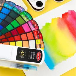 Conjunto de Pintura Aquarela Sólida para Iniciantes, Pigmento com Caneta, Pintura de Arte Suprimentos, Paleta, B18, 24, 36, 42 Cores - Image 3