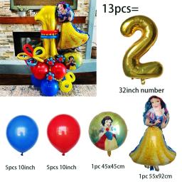 Neve balões de hélio branco para meninas, decoração princesa, festa de aniversário, 32 polegadas, número ouro, brinquedos para crianças, 13pcs - Image 3