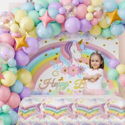Unicórnio balões guirlanda arco kit unicórnio utensílios de mesa descartáveis decoração festa de aniversário crianças chá de bebê menina suprimentos - Image 6