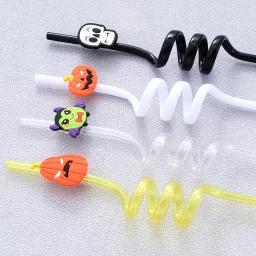 Canudo plástico descartável para o tema halloween, canudos estilo cartoon, morcegos abóbora, forma do crânio, fontes do partido do aniversário das crianças, 12pcs - Image 5